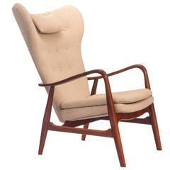 Ib Madsen, Danish Upholstered Teak Framed Lounge Armchair