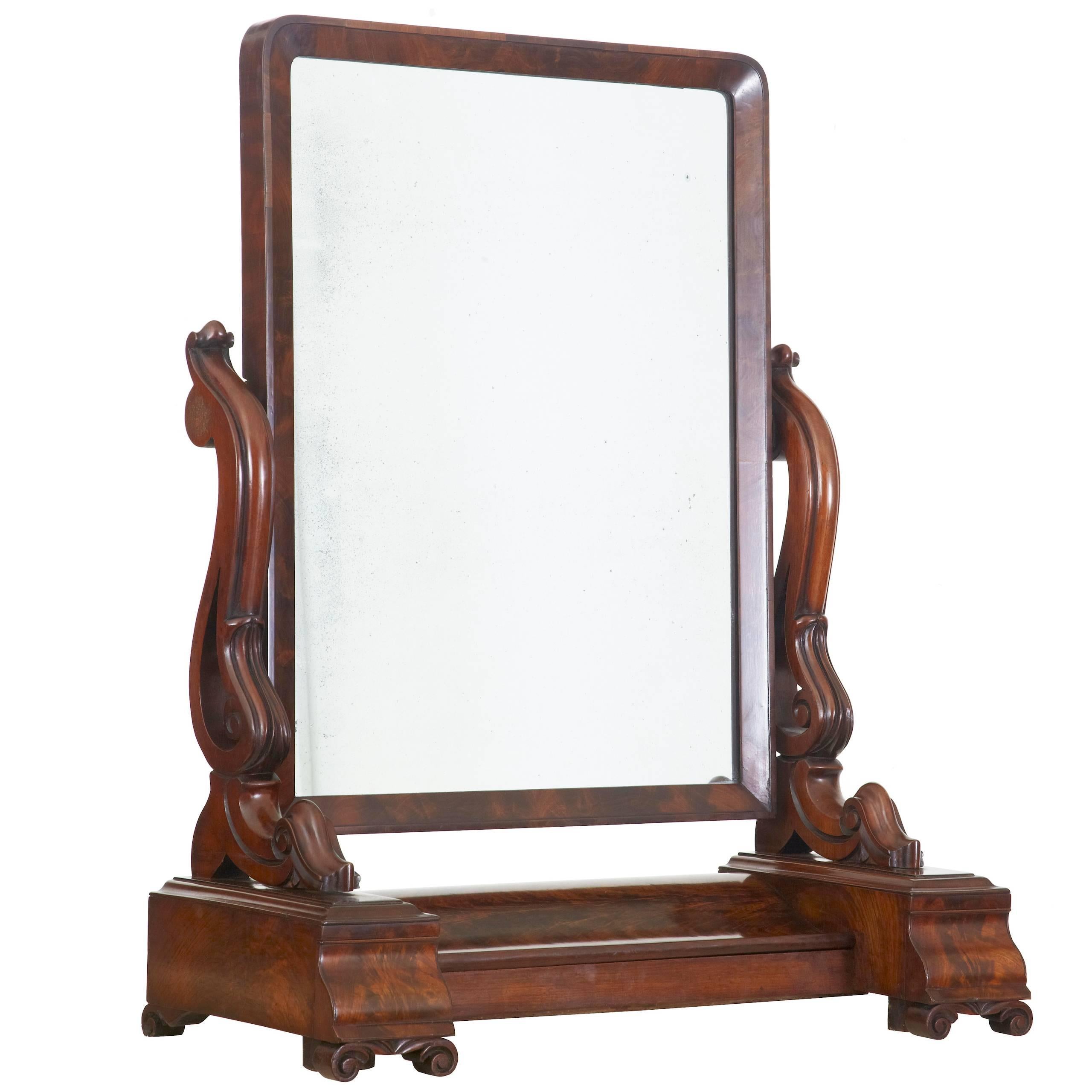 19th Century Early Victorian Mahogany Vanity Mirror