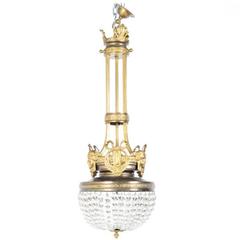 Small French Empire Gilt-and-Crystal Chandelier