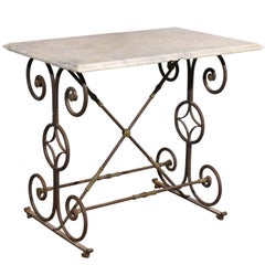 Early 19th Century French Iron Butcher Table with Marble Top