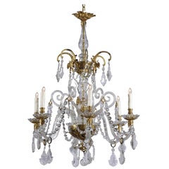 French Rococo Style Six-Light Crystal Chandelier with Gilt Bronze Accents 