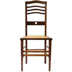 Shapland and Petter Arts and Crafts Oak Side Chair with pierced heart and inlays 7