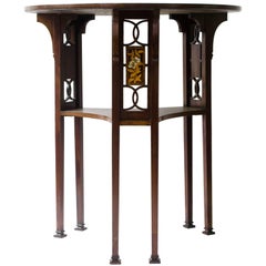 Liberty and Co Arts & Crafts Mahogany Side Table Inlaid with Floral Details