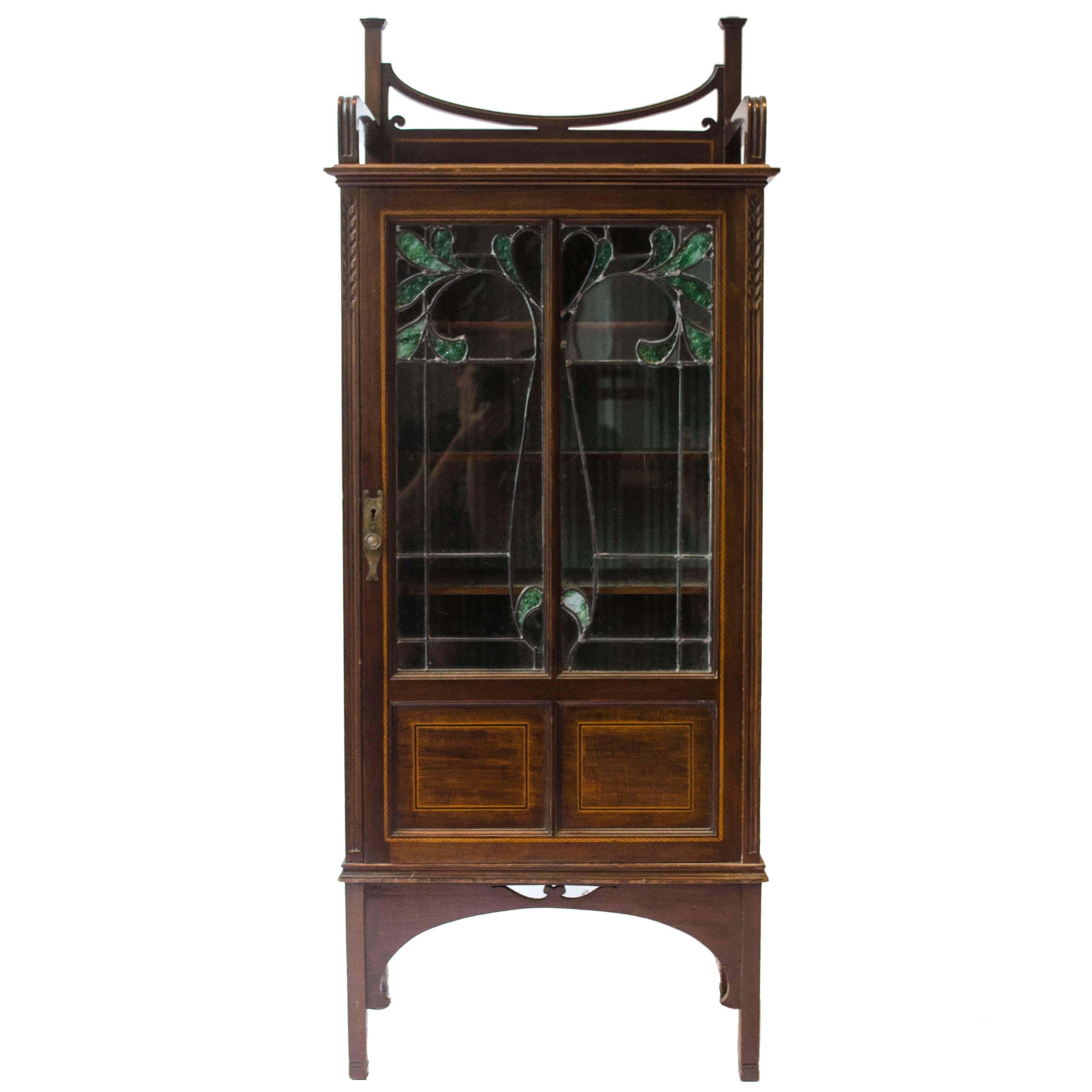 A Petite Arts & Crafts Mahogany Display Cabinet in the Anglo-Japanese Style. For Sale