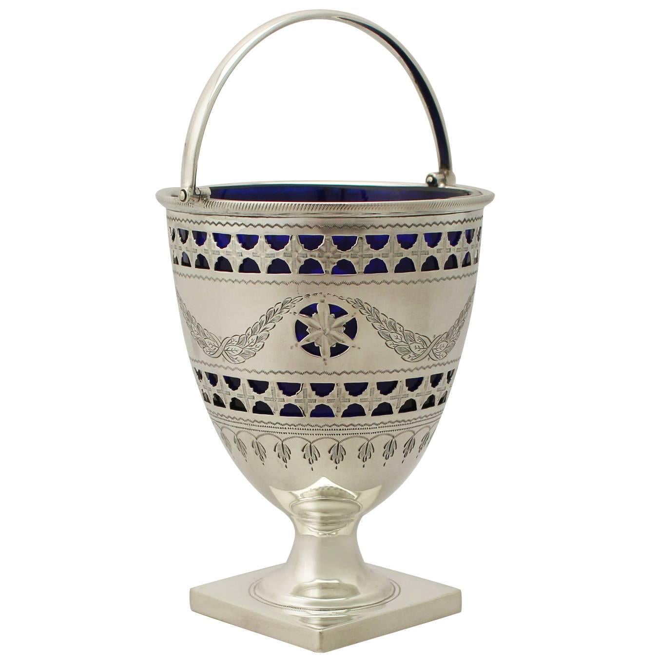 Antique George V George III Style Sterling Silver Sugar Basket
