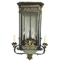 Antique Large Shaped Large Lantern with Crystals