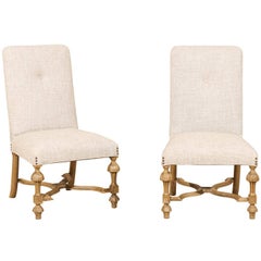 Pair Late 19th Century Side Chairs w/ X-Shaped Cross Stretchers from Italy