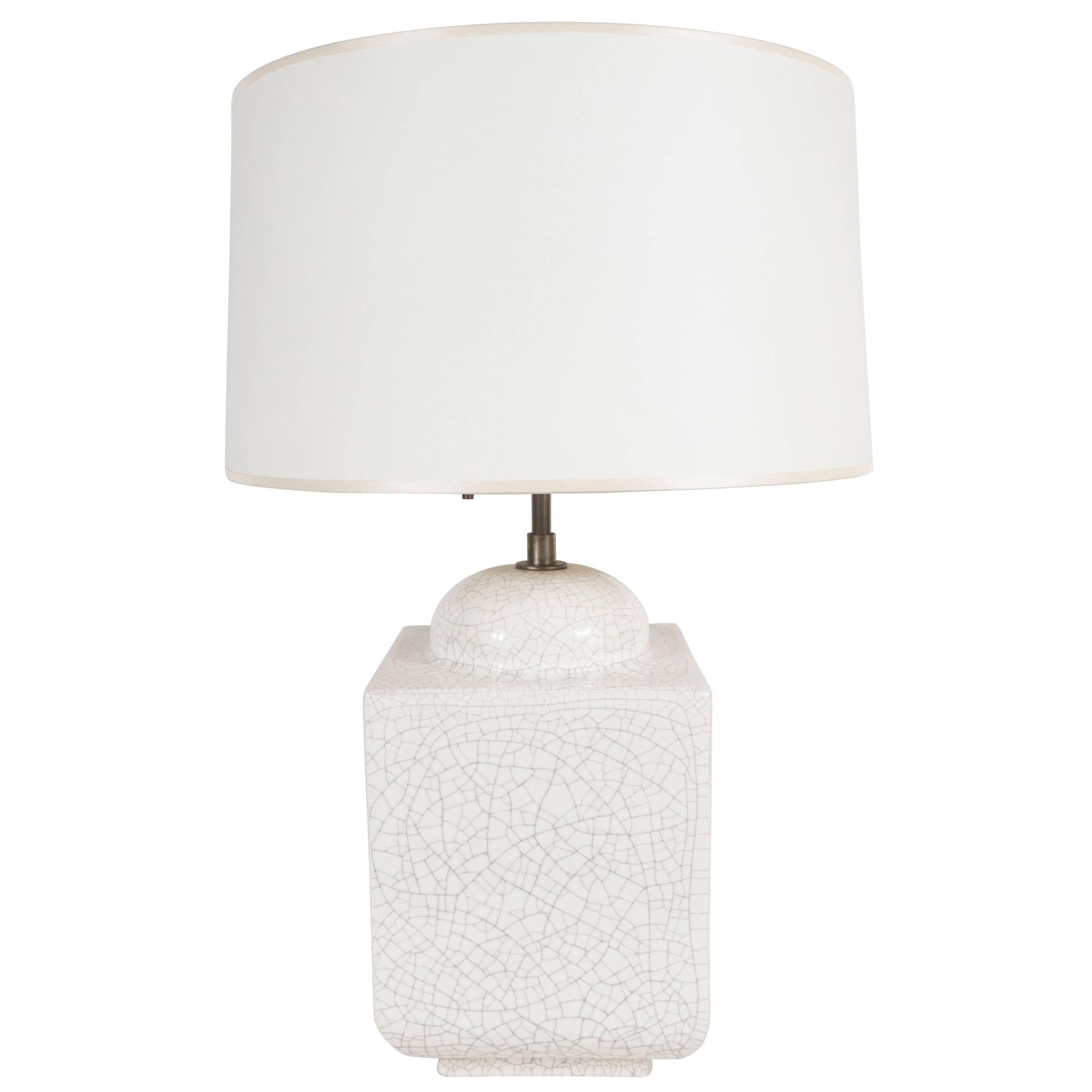 Square Molded Ceramic Table Lamp For Sale