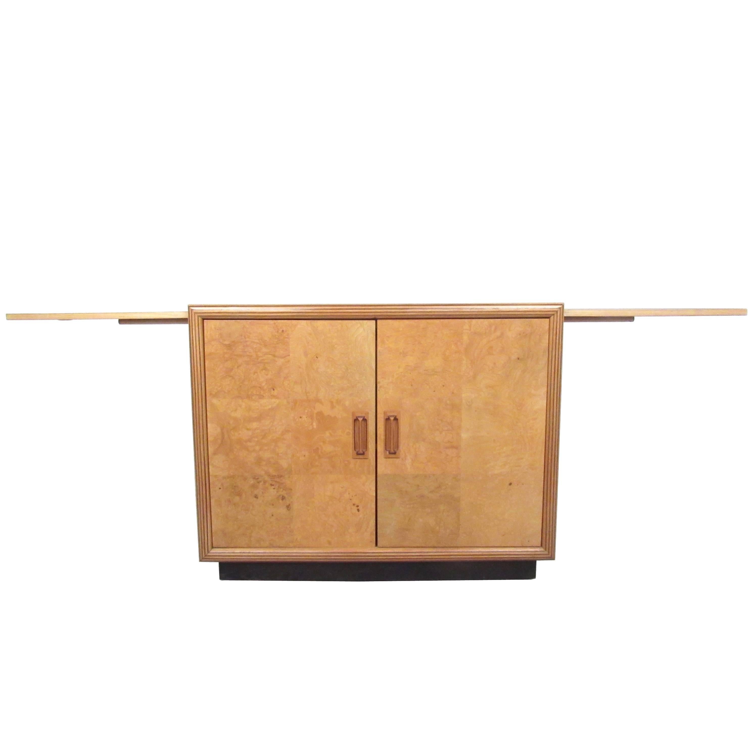 Mid-Century Modern Burl Wood Bar Cabinet by Henredon