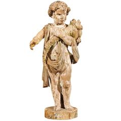 Italian 18th Century Putto/Cherub Statue Holding a Cornucopia
