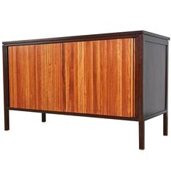 Vintage Edward Wormley for Dunbar Tambour Credenza with Pop-Up Table, circa 1960