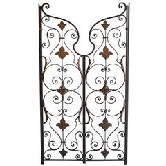 Retro Pair of Decorative American Mid-20th Century Wrought and Cast Iron Gates
