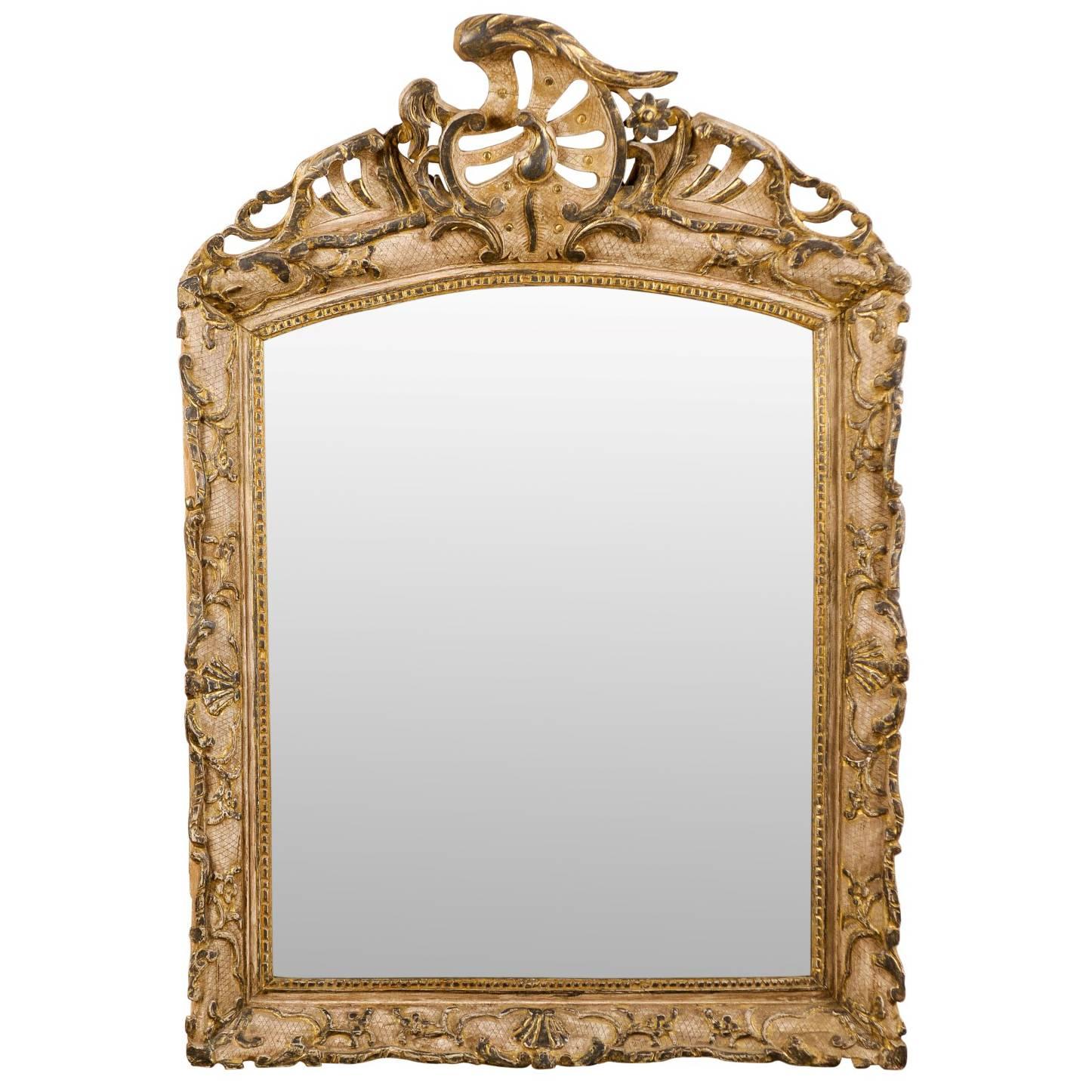 Italian Early 19th C. Rococo Style Mirror with Beautiful Pierce-Carved Crest For Sale