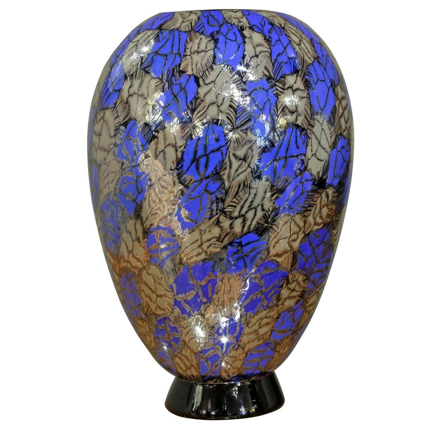 Unique Handblown Footed Vase by Vittorio Ferro