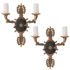 Pair of French 19th Century Brass Empire Sconces