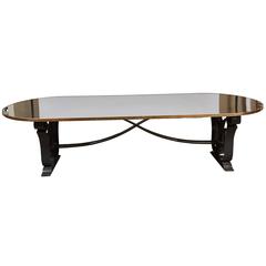1960s Mexican Modern Black Metal with Bronze Dining Table by Arturo Pani