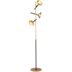 French Modern Three Shade Brass and Enameled Floor Lamp