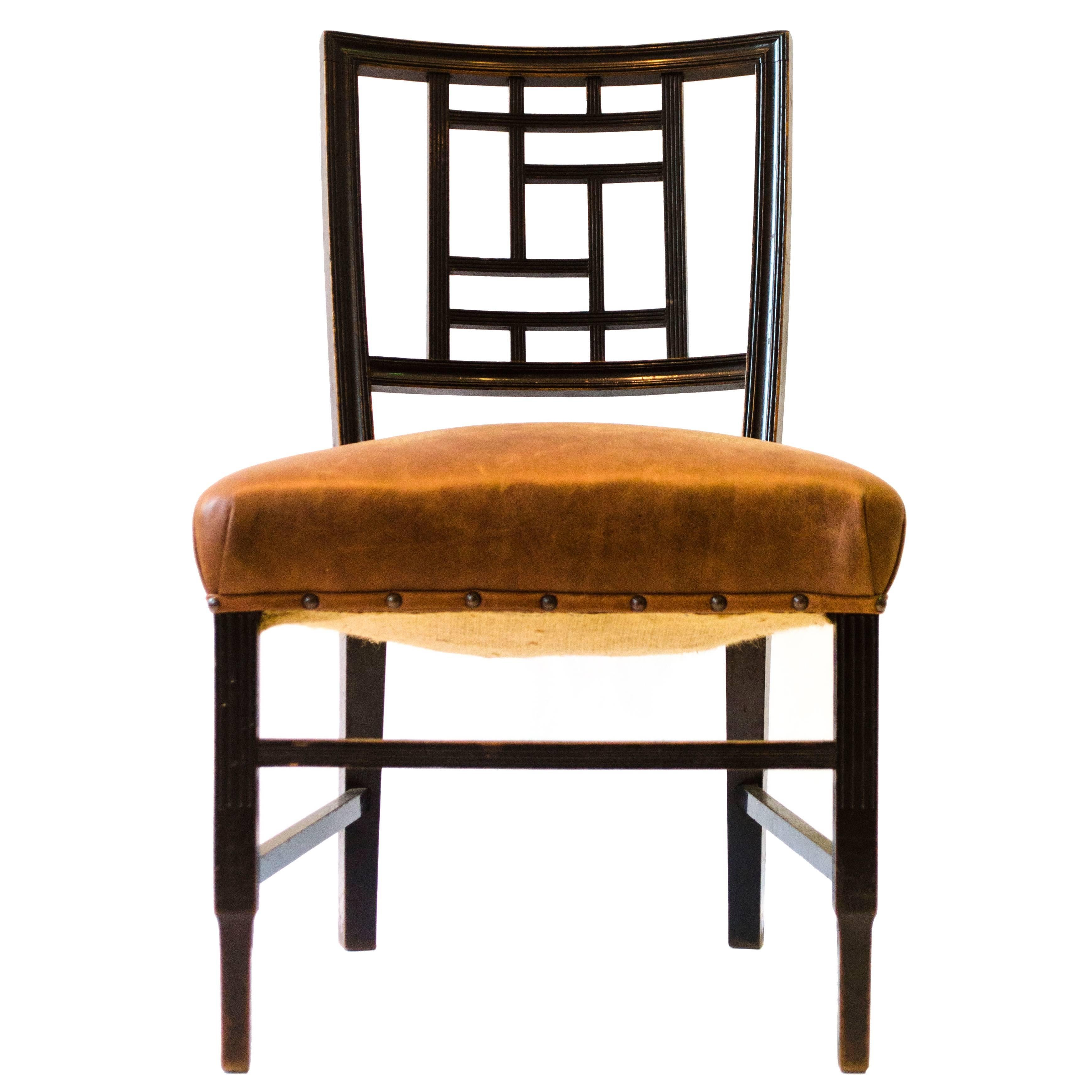 Anglo-Japanese Ebonized Side Chair, Attributed to Edward William Godwin