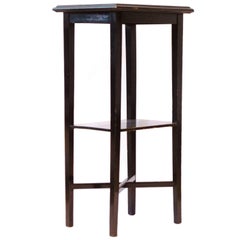 Aesthetic Movement ebonized side table with hand painted floral tile to the Top