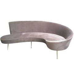 Large Italian Curved Sofa in 1950s Style