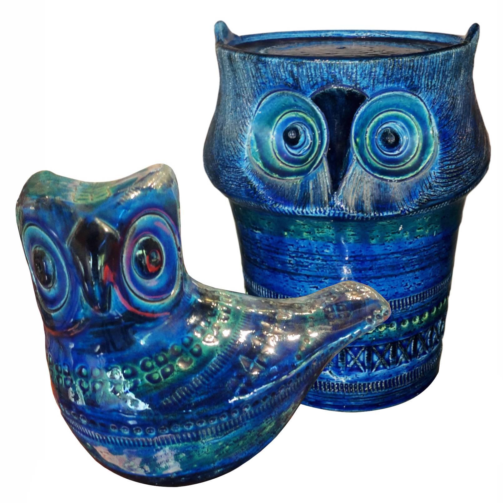 Two Owls from Rimini Blue Series For Sale