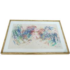 Samuel Reindorf Watercolor, "Round One (Cockfight)"