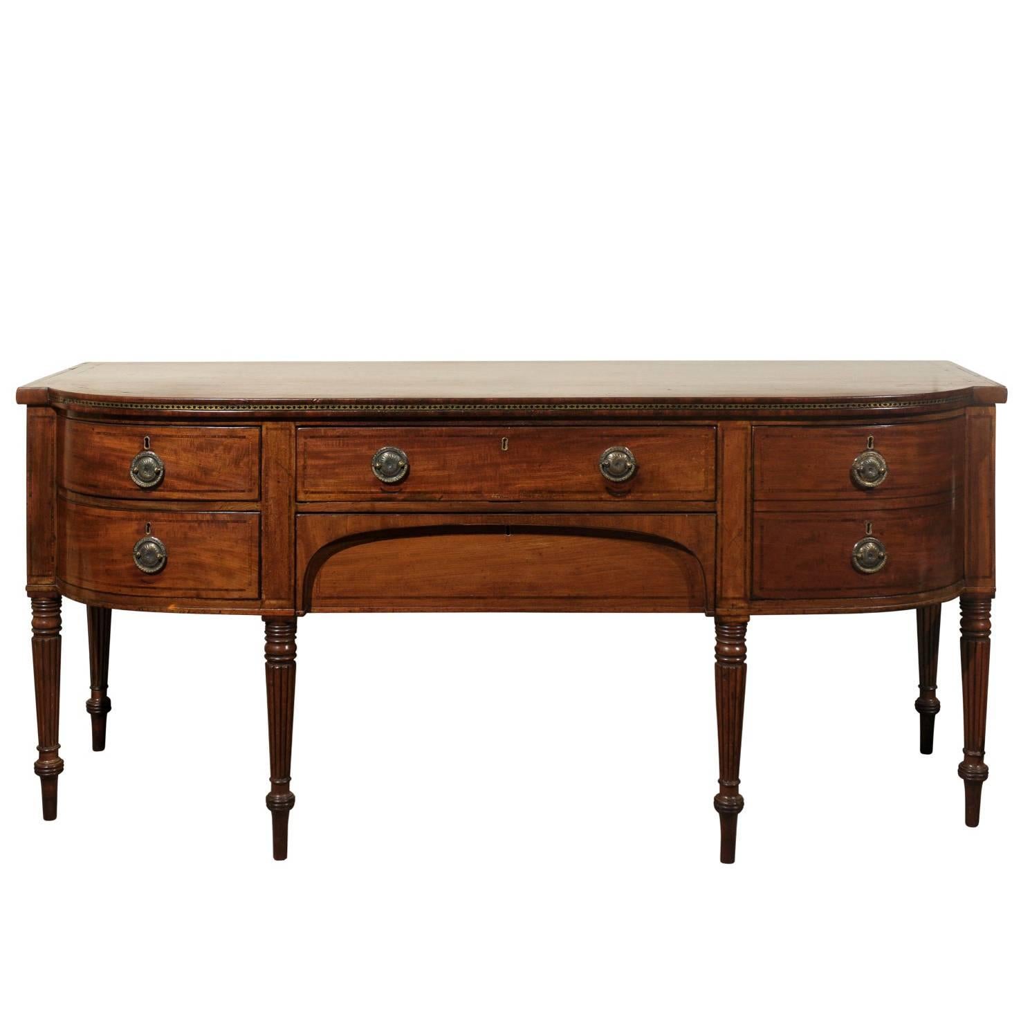 Early 19th Century English Regency Sideboard with Brass Inlay