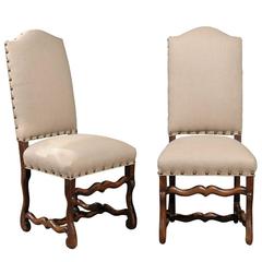 Set of Eight French Louis XIV Style Upholstered Back Dining Chairs