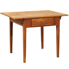 Antique Swedish Single-Drawer Wooden Table, Clean and Simple Lines, Mid-19th Century