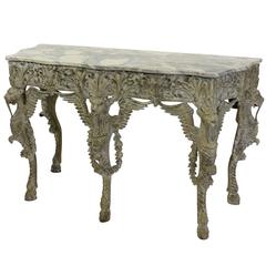 Large Northern European Painted Console Table with Marble Top