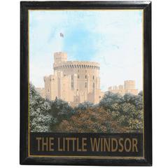 English Painted Tin Pub Sign Featuring Windsor Castle, circa 1900