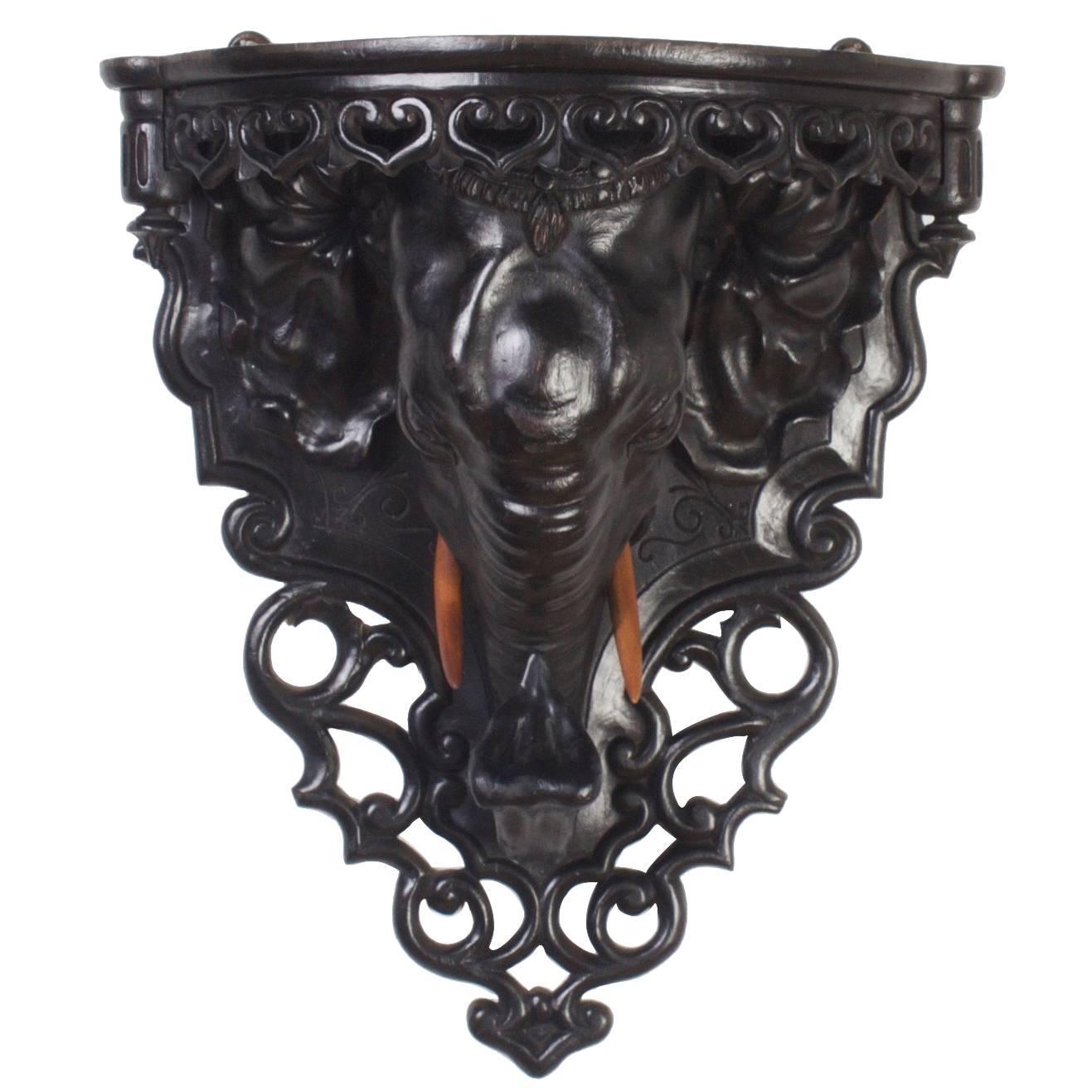 Antique Anglo-Indian Carved Wood Elephant Bracket at 1stdibs Antique Anglo-Indian Carved Wood Elephant Bracket at 1stdibs