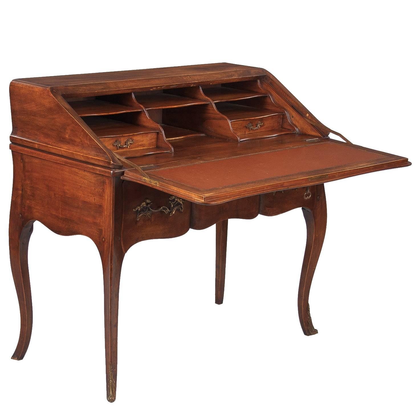 Louis XV Style Walnut Drop-Front Secretaire/Desk, 1920s