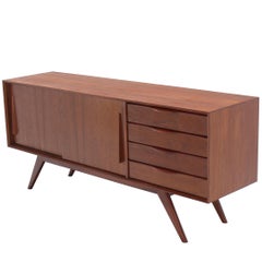 Medium Size Four Drawers Splayed Legs Teak Sideboard