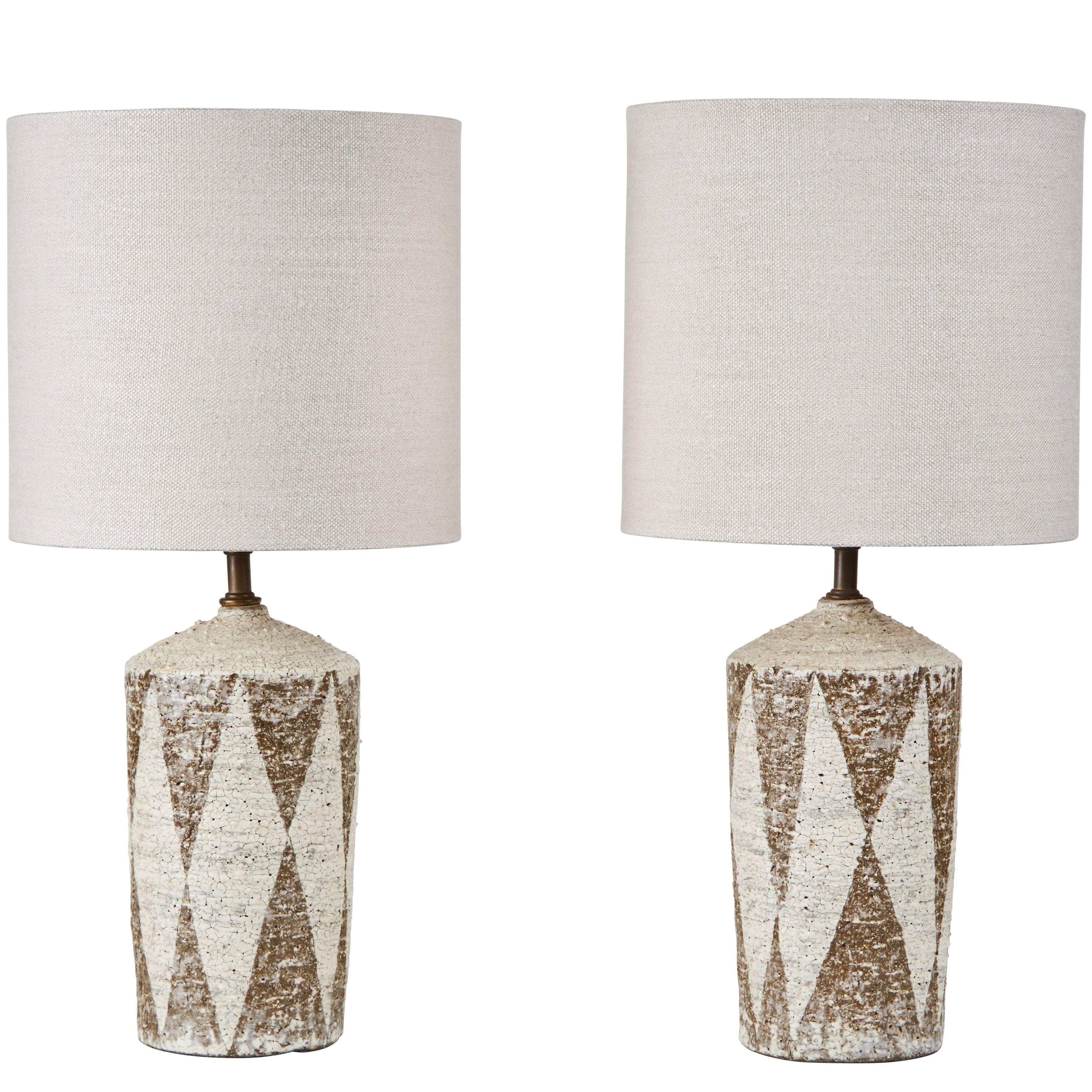 Pair of American Studio Ceramic Table Lamps