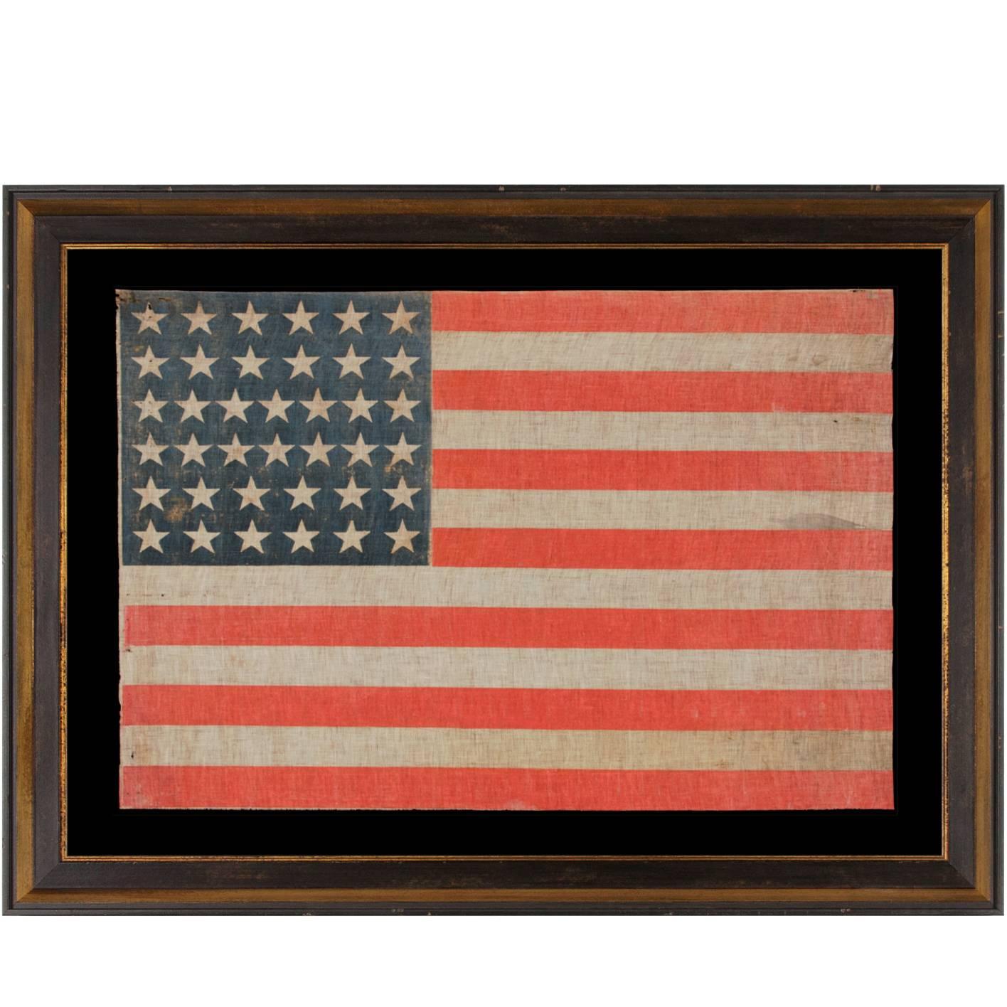 38 Stars on a Parade Flag with Large Scale and Beautiful Persimmon Red Stripes