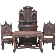 19th Century Anglo-Indian Rosewood Suite Cabinet Table Chairs