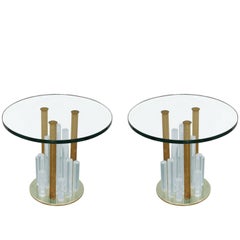 Retro Lucite and Brass "Loretta" Side Tables by Charles Hollis Jones
