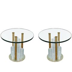 Lucite and Brass "Skyscraper" Side Tables by Charles Hollis Jones 2
