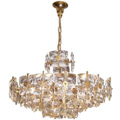 Gilt Brass and Glass Tiered Chandelier by Palwa