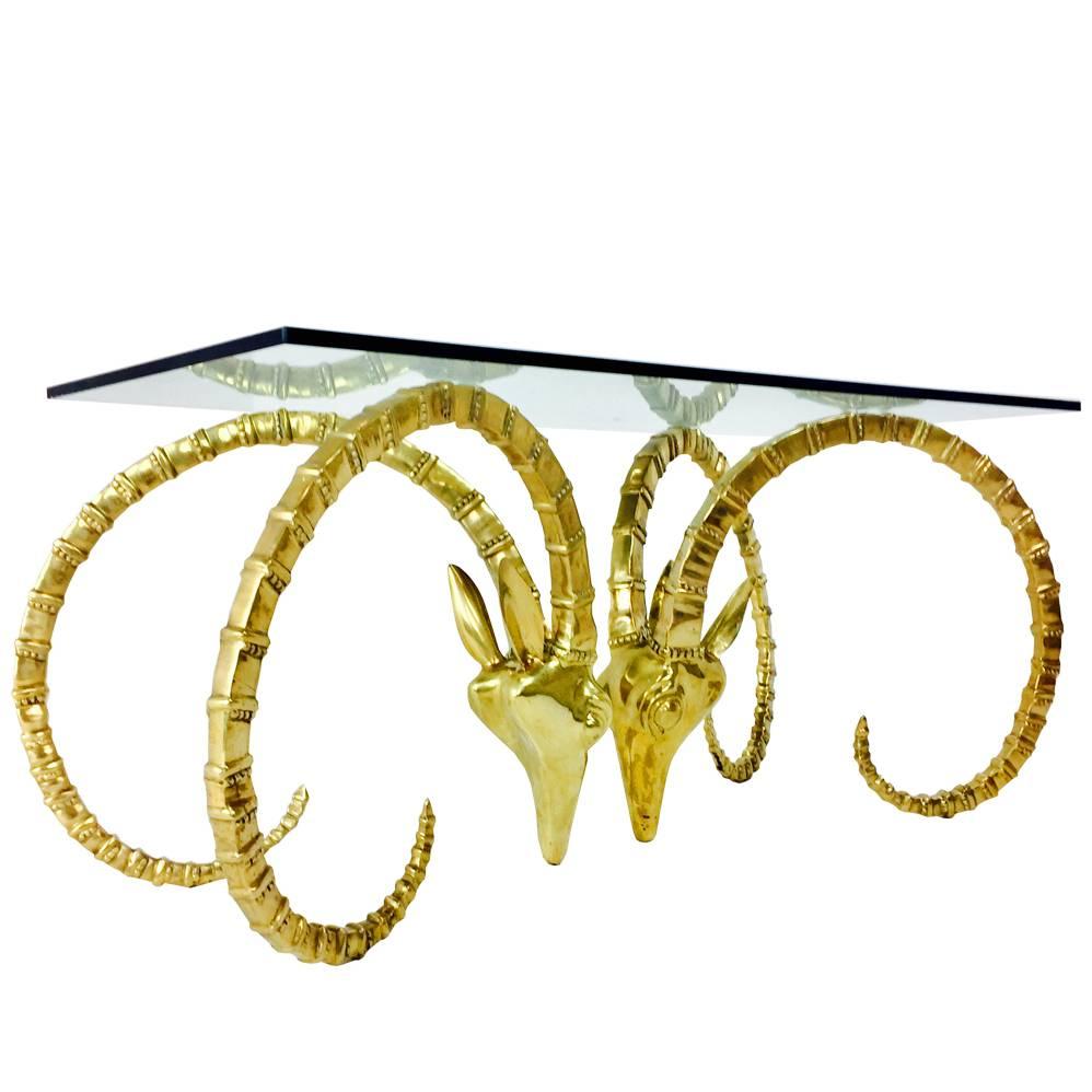 Brass Ram's Head or Ibex Coffee Table