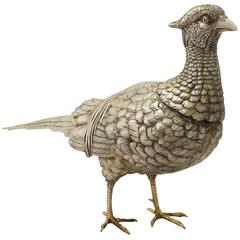 1900s German Silver Pheasant Table Ornament