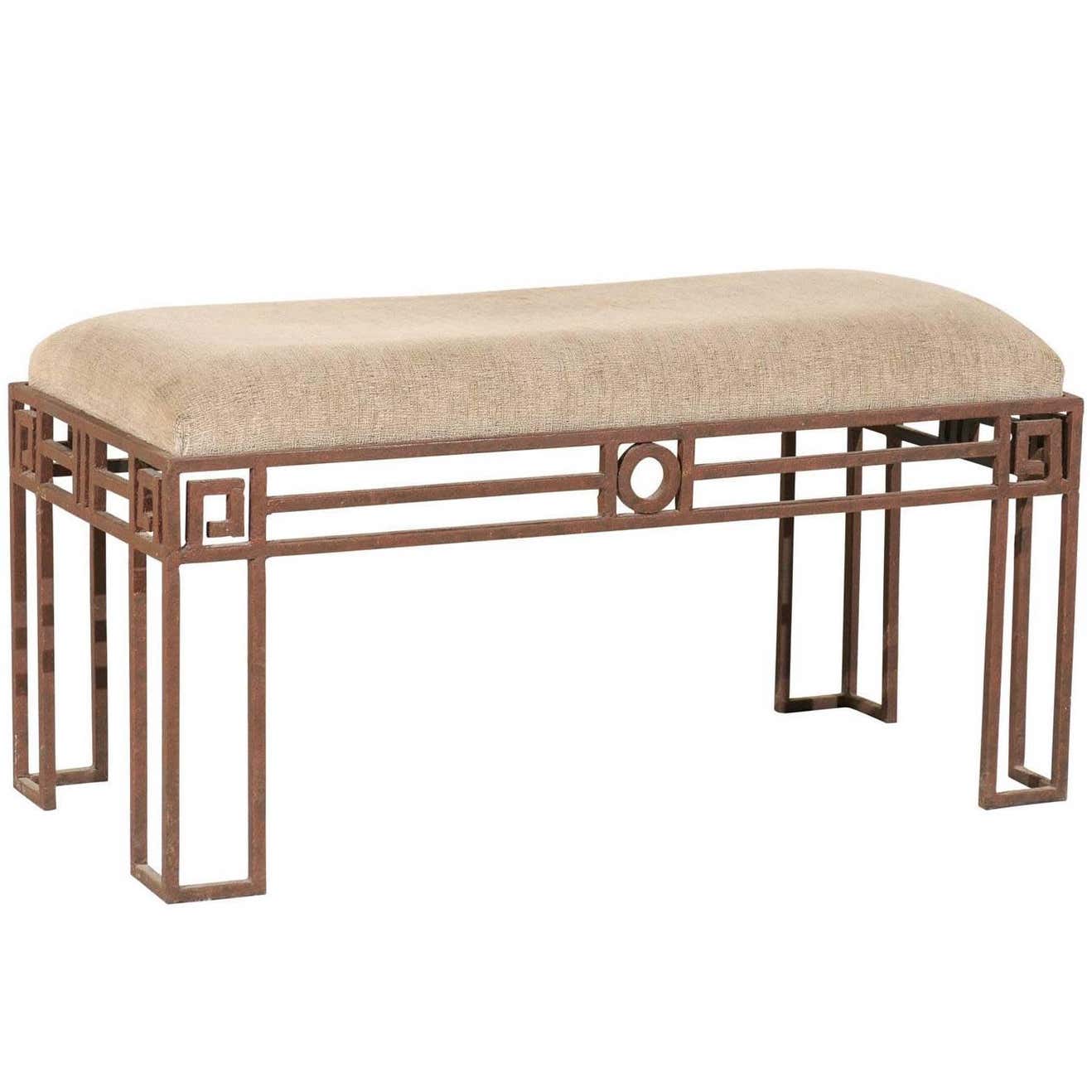 Art Deco Style Geometrical Pattern Bench with Square and Circle Shapes ...