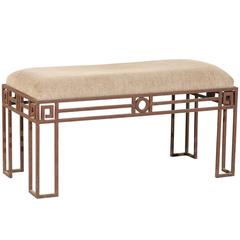 Art Deco Style Geometrical Pattern Bench with Square and Circle Shapes, American