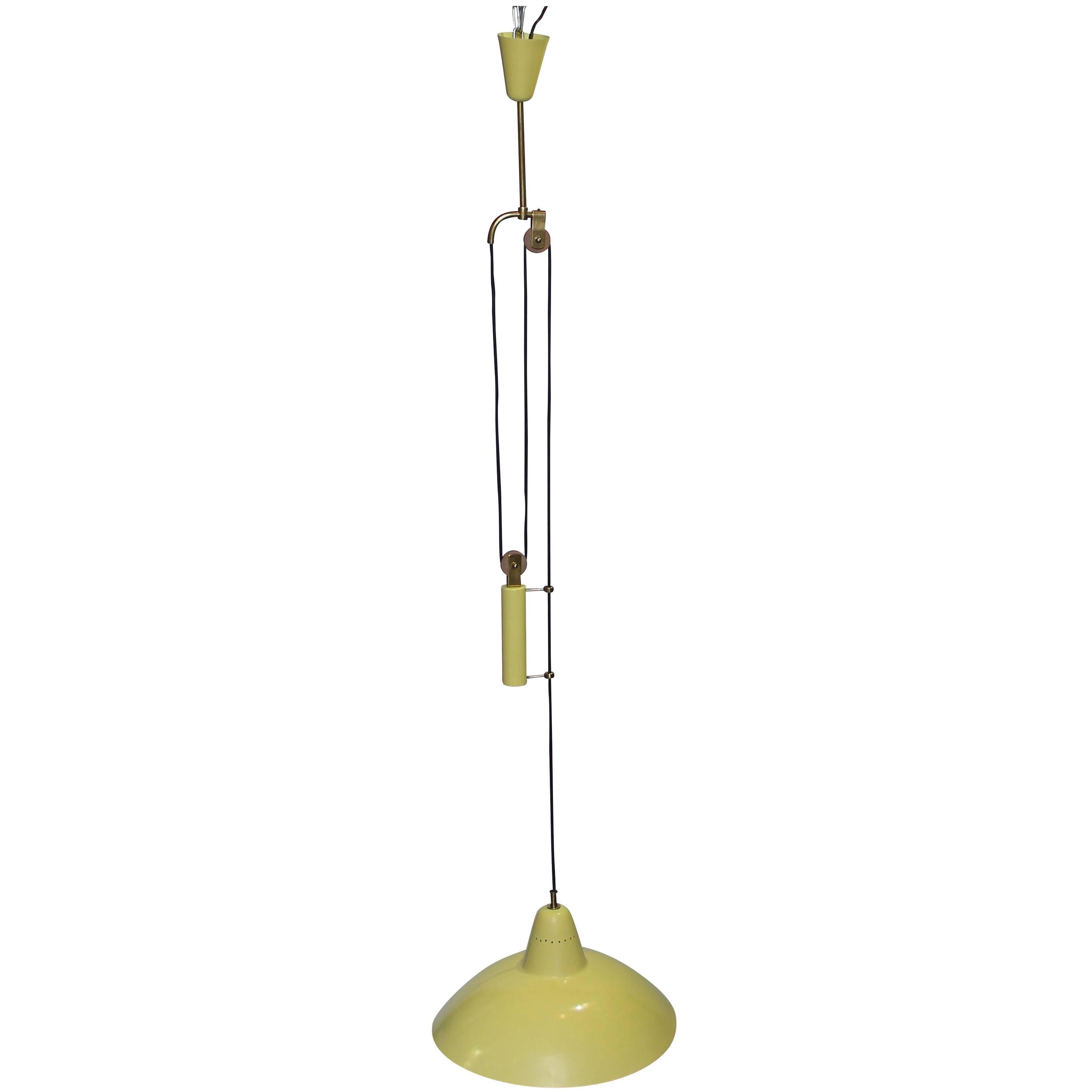 Sliding Hanging Lamp, in the style of Arredoluce, Italy, 1950 For Sale