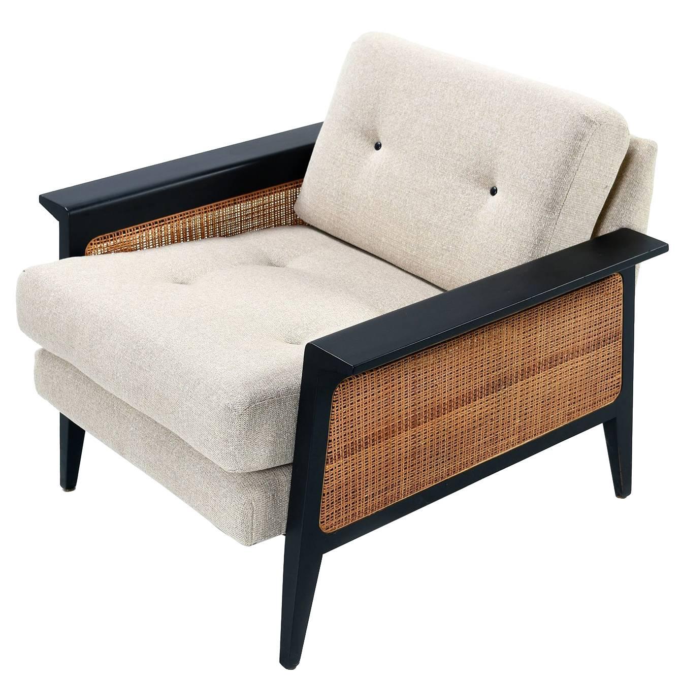 Restored Mid-Century Modern Caned Lounge Chair by Galloways, circa 1950's