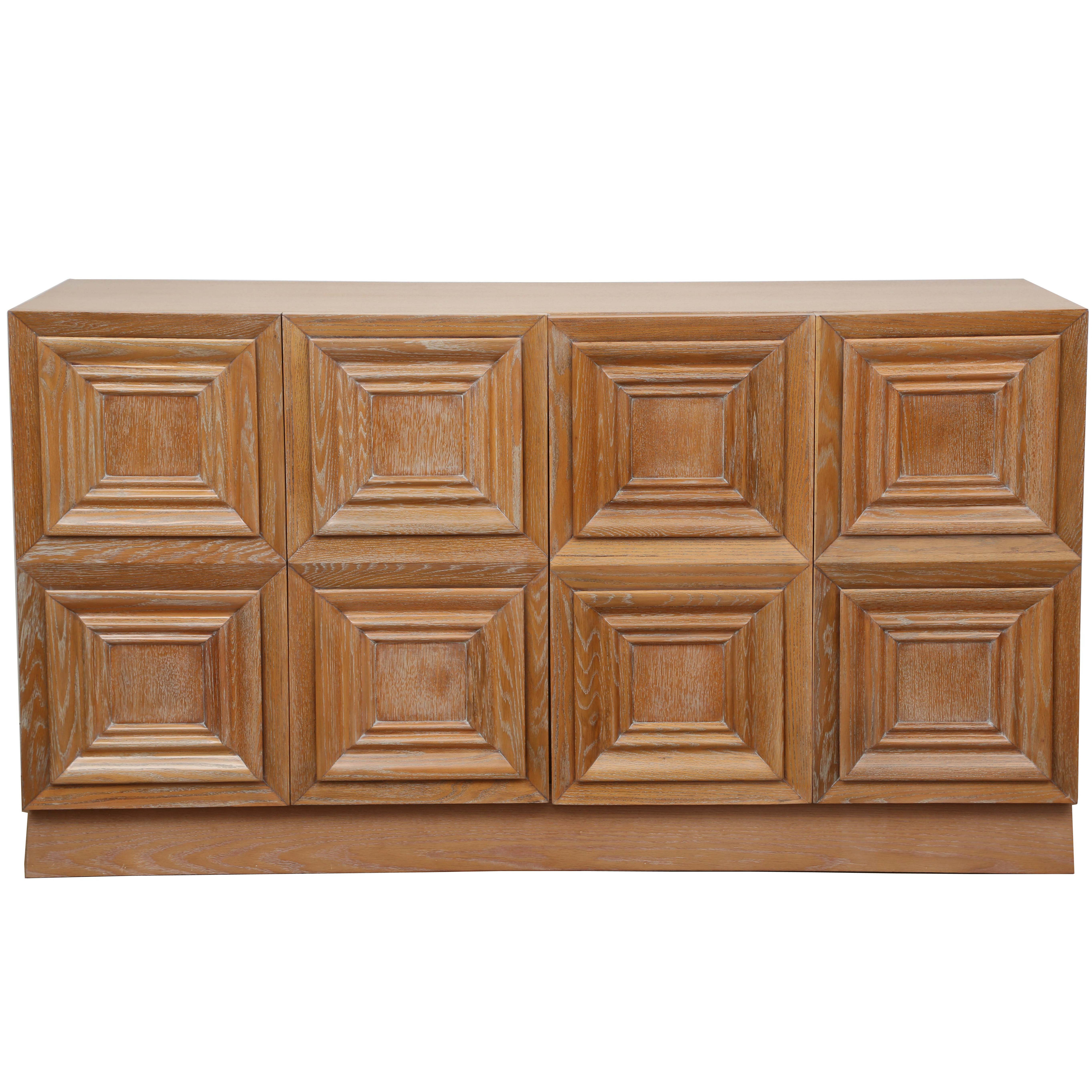 Large Cerused Oak Cabinet Usa 1950s At 1stdibs