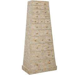 Tall Pyramidal Tesselated Stone Tile Cabinet by Maitland Smith