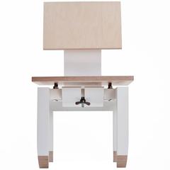 Contemporary Side Chair Multi-Ply Aluminum and White Hardwood Made in Brooklyn