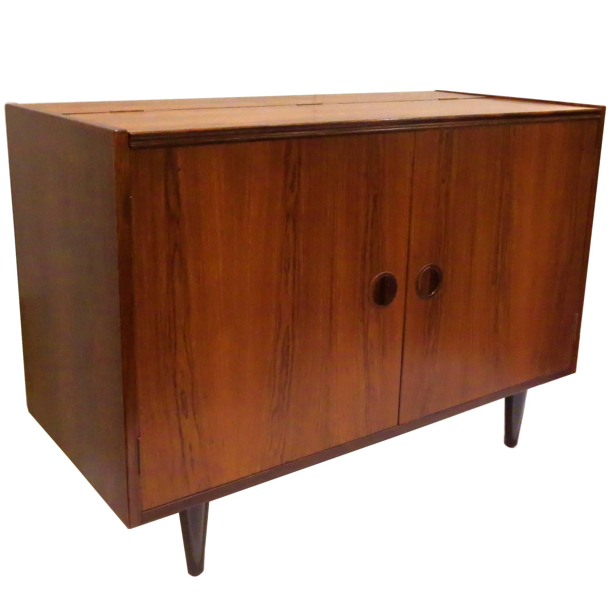 1950s Rosewood Small Double-Door/Lift Top Cabinet by Poul Hundevad